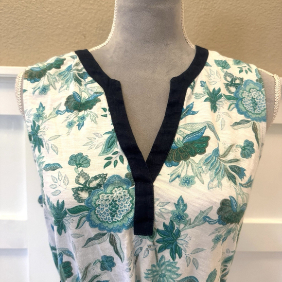 Tommy Bahama Flowers Cotton Dress Size:M Belted A Line Tank Dress Super Soft - Picture 4 of 11